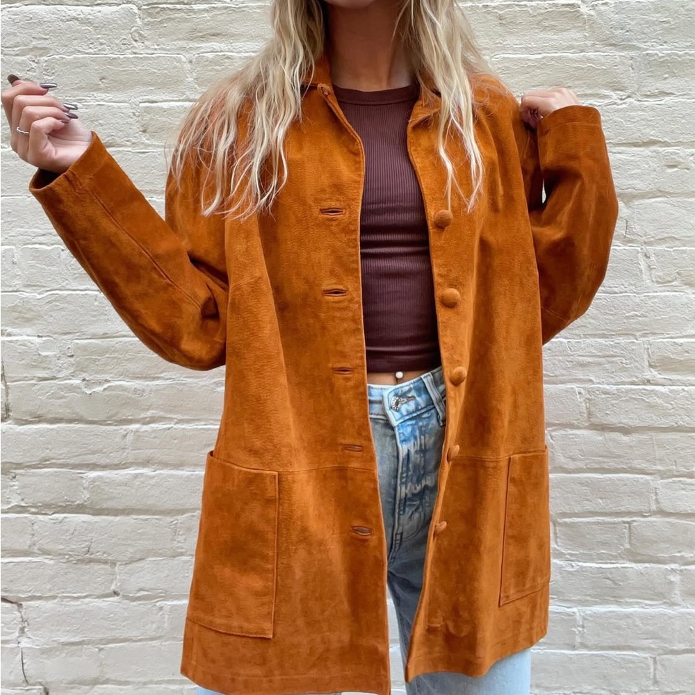 Vintage Rust or Burnt Orange Suede Jacket